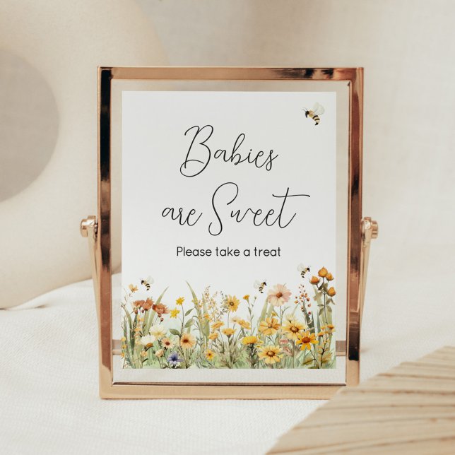 Wildblume Mommy to Bee Babies sind süß Poster (Mommy to Bee Wildflower Baby Shower Babies are Sweet Sign)