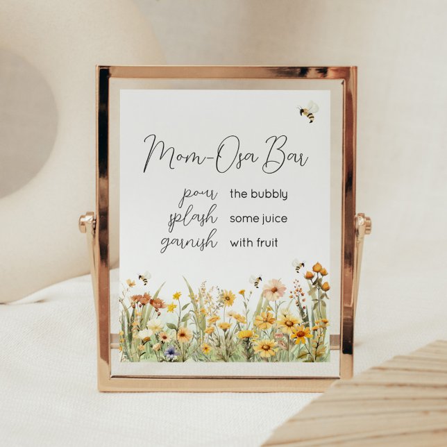 Wildblume Mommy to Bee Baby Dusche Mama Osa Bar Poster (Mommy to Bee Wildflower Baby Shower Mom Osa Bar Sign)