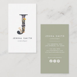 Wildblume Monogram J Visitenkarte