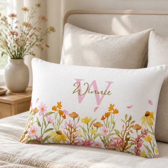 Wildblume Monogram Lumbar Pillow Lendenkissen (Von Creator hochgeladen)