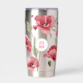 Wildblume Monogram Pink Große Mohn Romantische Thermobecher
