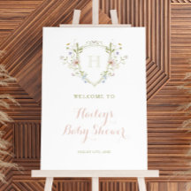 Wildblume Monogram Wappen Babydusche Begrüßungszei