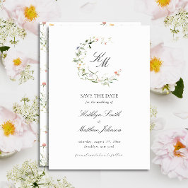 Wildblume Monogram Wreath Modern Garden Wedding Save The Date
