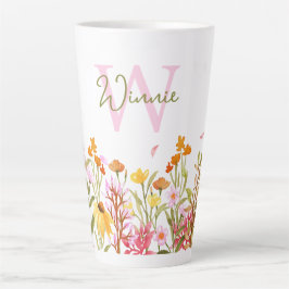 Wildblume Monogramm große Latte-Tasse Milchtasse