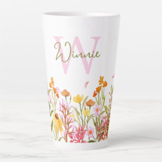 Wildblume Monogramm große Latte-Tasse Milchtasse