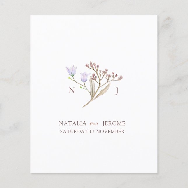 Wildblume Monogramm Hochzeit im Herbst (Vorderseite)