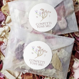 Wildblume Monogramm Konfetti werfen mir Hochzeit i Runder Aufkleber