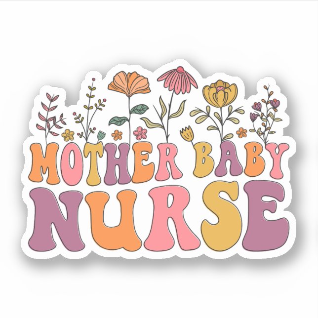 Wildblume Mother Baby Nurse Postpartum Nurse Gesch Aufkleber (Vorderseite)