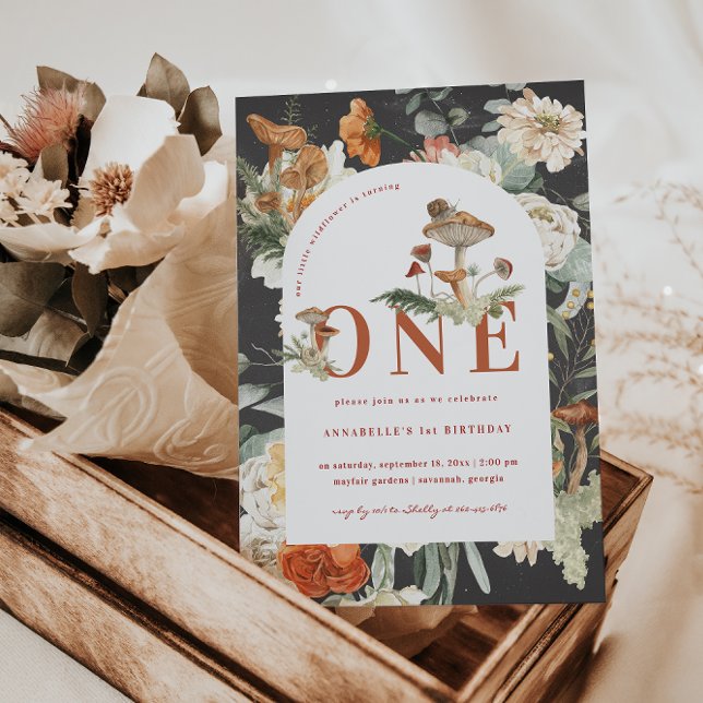 Wildblume Mushroom | Boho 1. Geburtstag Einladung (Von Creator hochgeladen)