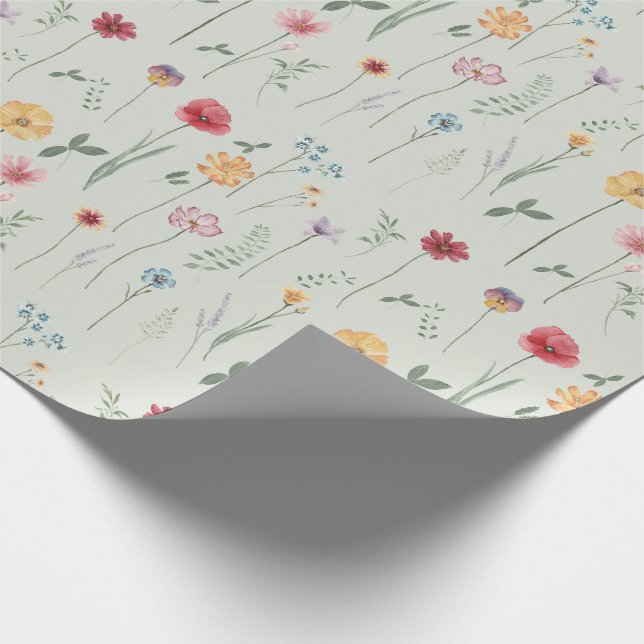 Wildblume-Muster für Wiese-Kerngehäuse Boho Geschenkpapier (Ecke)