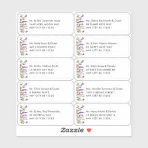 Wildblume Name Wedding Guest Address Labels