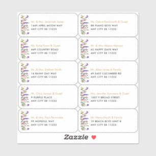 Wildblume Name Wedding Guest Address Labels