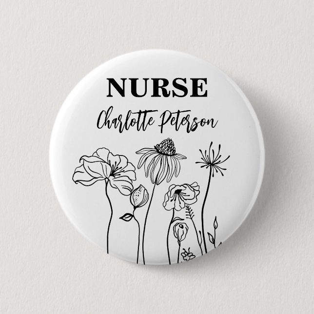 Wildblume Nurname Tag Button (Vorderseite)