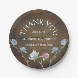 Wildblume Oak Wood Wedding Pappteller