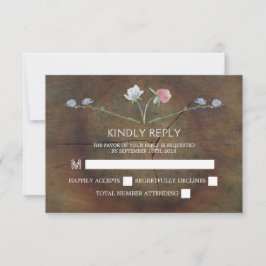 Wildblume Oak Wood Wedding RSVP Karte