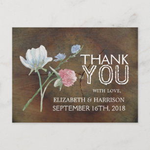 Wildblume Oak Wood Wedding Vielen Dank Postkarte