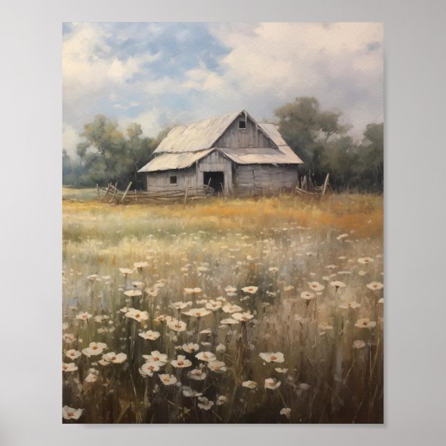 Wildblume Ölfarbe Poster (Vorne)