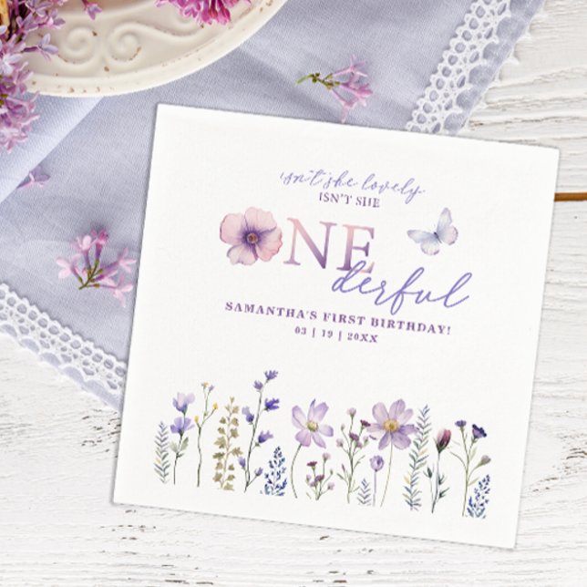 Wildblume Onederly 1. Geburtstag Party Napkins Serviette (Wildflower 1st birthday napkins)