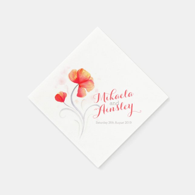 Wildblume Orange-Papierserviette für Hochzeiten Serviette (Ecke)