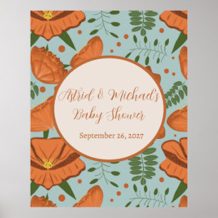 Wildblume Orange Poppy Babydusche Poster
