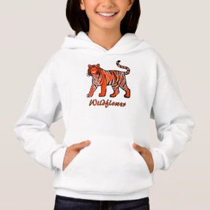 Wildblume Orange Tiger Kinder Hoodie