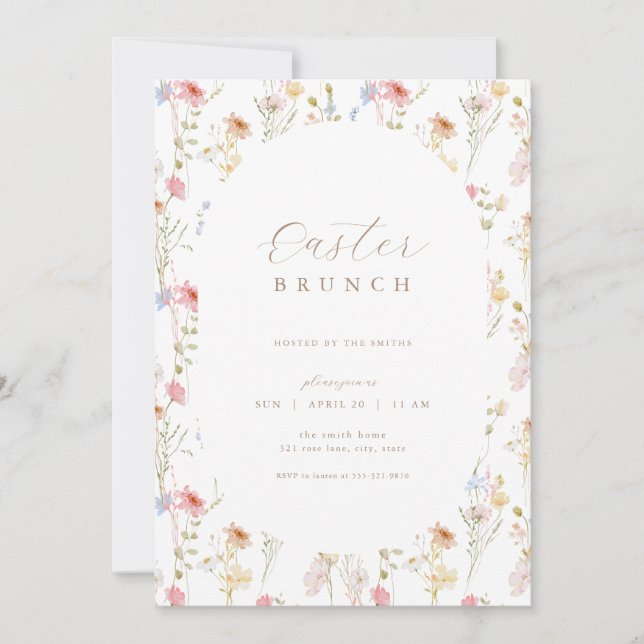 Wildblume Osterbrunch & Eierjagd Einladung (Vorderseite)
