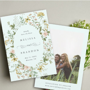 Wildblume Oval Rahmen Hochzeitsgraben Foto Minze Save The Date