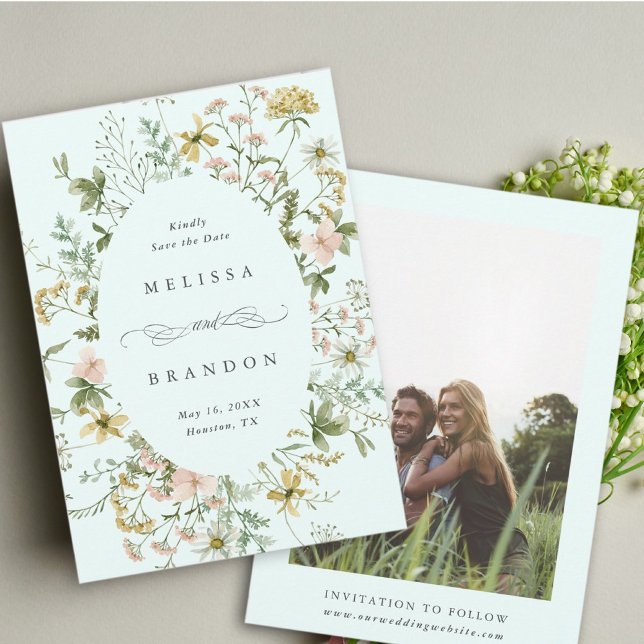 Wildblume Oval Rahmen Hochzeitsgraben Foto Minze Save The Date (Von Creator hochgeladen)