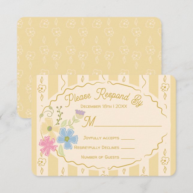 Wildblume Packung handgezogene UAWG Einladung (Vorne/Hinten)