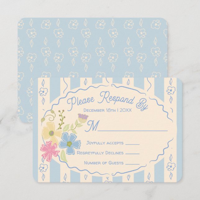 Wildblume Packung handgezogene UAWG Einladung (Vorne/Hinten)