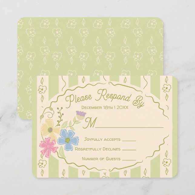 Wildblume Packung handgezogene UAWG Einladung (Vorne/Hinten)