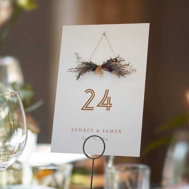 Wildblume Pampas, getrocknet | Rustikale Hochzeits Tischnummer ( Dried Wildflower Pampas Rustic Wedding Decor Table Number )
