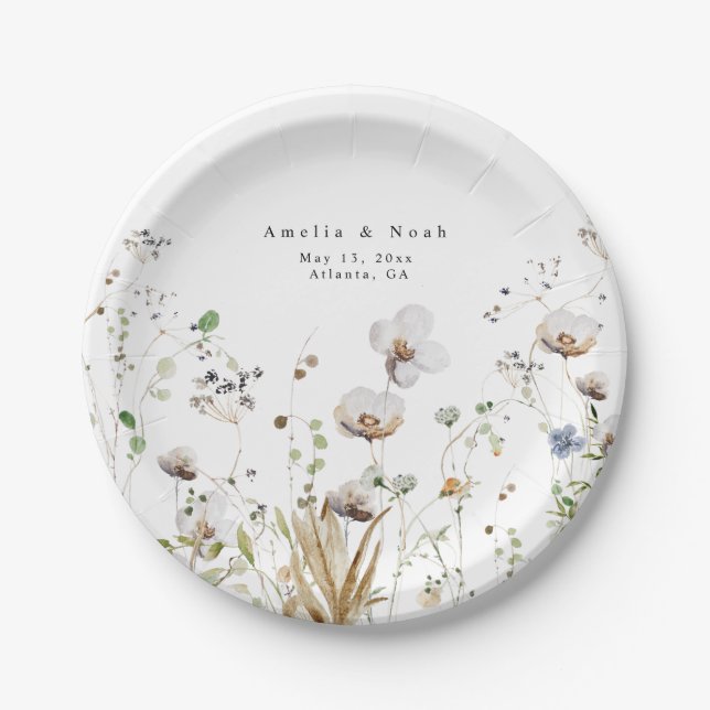 Wildblume-Papierplatte für Wasserfarben Pappteller (Vorderseite)