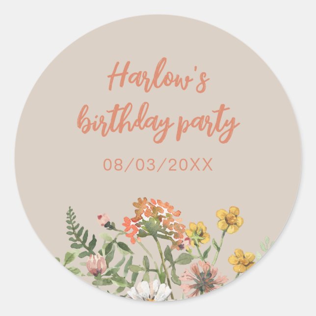Wildblume Party Kalenderaufkleber Runder Aufkleber (Vorderseite)