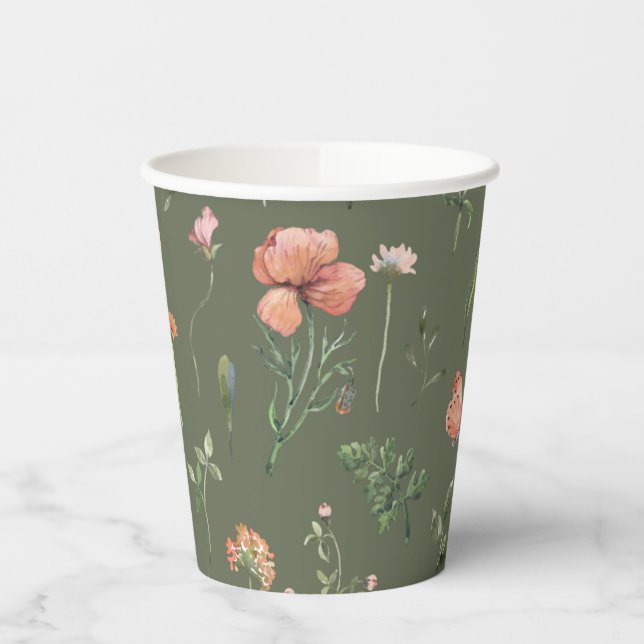 Wildblume Party Paper Cups Pappbecher (Links)