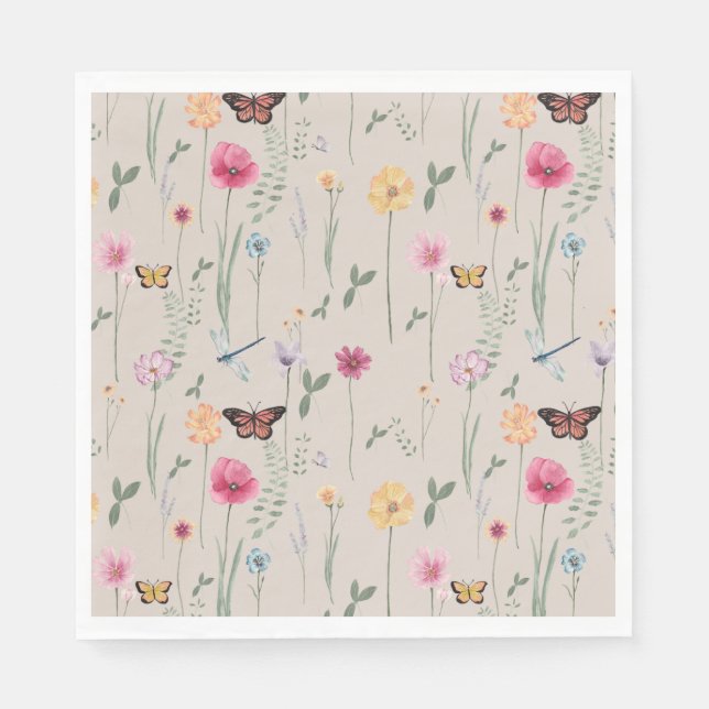 Wildblume Party Paper Napkins Serviette (Vorderseite)