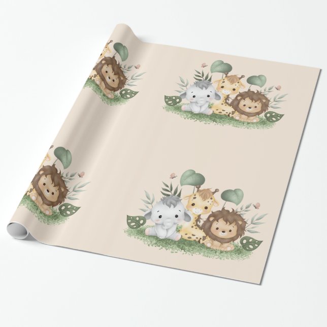 Wildblume Party TierSafari Geschenkpapier (Ungerollt)