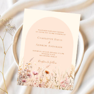 Wildblume Peach arch Budget Hochzeitseinladung