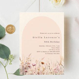 Wildblume Peach beige Geburtstag Einladung
