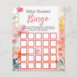 Wildblume Peach Blume Floral Baby Dusche Bingo