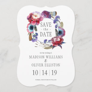 Wildblume Peony Floral Federn Save The Date