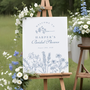 Wildblume Periwinkle Brautparty Begrüßungszeichen Poster