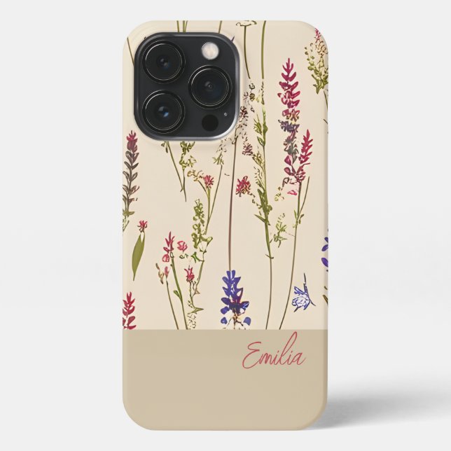 Wildblume Personalisiert iPhone Hülle (Rückseite)