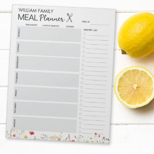 Wildblume Personalisiert Mehlplaner Lebensmittelli Notizblock