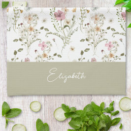 Wildblume Personalisiert Monogramm Geschirrtuch