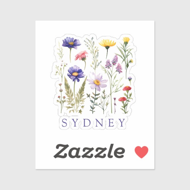 Wildblume Personalisierter Name Aufkleber (Blatt)