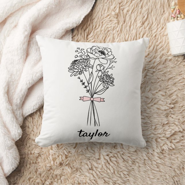 Wildblume Personalisierter Name Kissen (Decke)