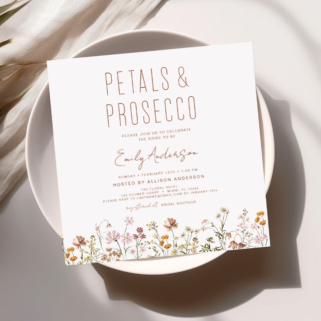 Wildblume Petals & Prosecco Brautparty Einladung (Von Creator hochgeladen)