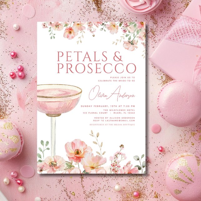 Wildblume Petals & Prosecco Brautparty Einladung (Von Creator hochgeladen)