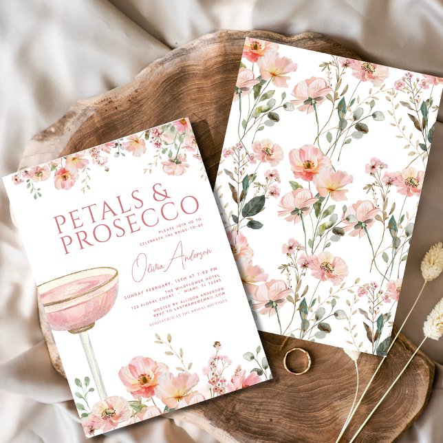 Wildblume Petals & Prosecco Brautparty Einladung (Von Creator hochgeladen)